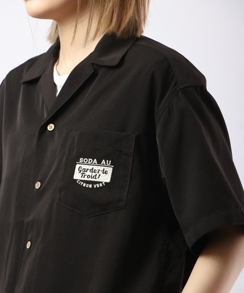 POWER TO THE PEOPLE（パワートゥーザピープル）の「POWER TO THE PEOPLE 刺繍開襟とろみシャツ 半袖（シャツ/ブラウス・メンズ・ブラック系その他/アイボリー/ホワイト/グリーン/ピンク/ミント/ダークブルー/オレンジ/ブラック・L/S/LL/M）」の14枚目の写真