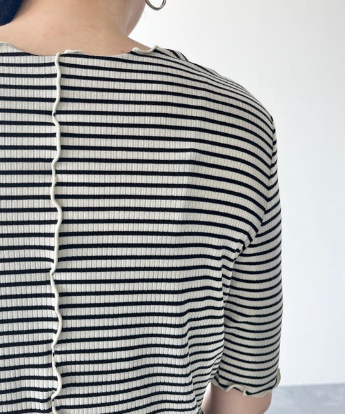 LOWRYS FARM（ローリーズファーム）の「ボーダーメロー５Ｓ　905220（Tシャツ/カットソー・レディース・ブルー/ホワイト/オレンジ・FREE）」の19枚目の写真