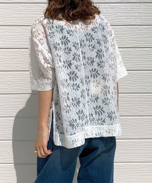 Q（キュー）の「コードレーストップス（Tシャツ/カットソー・レディース・アイボリー/ブラック・MEDIUM）」の7枚目の写真