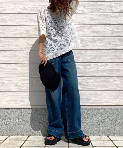 Q（キュー）の「コードレーストップス（Tシャツ/カットソー・レディース・アイボリー/ブラック・MEDIUM）」の10枚目の写真