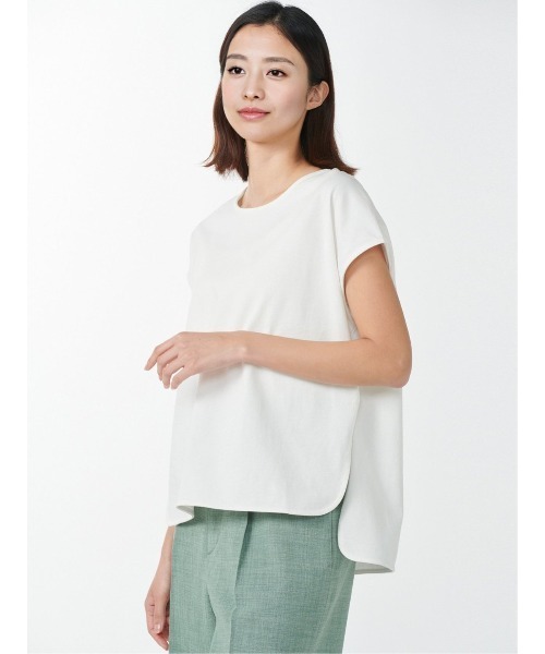 m.f.editorial（エムエフエディトリアル）の「m.f.エディトリアル レディース コットン フレンチスリーブ Tシャツ（Tシャツ/カットソー・レディース・イエロー/ホワイト/ブルー・FREE）」の8枚目の写真