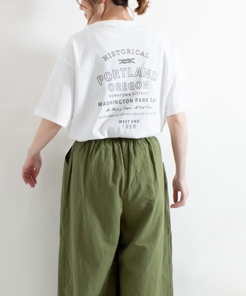 ALL ORDINARIES（オールオーディナリーズ）の「PORTLAND OREGON ビッグＴシャツ（Tシャツ/カットソー・レディース・ホワイト/ピンク/グリーン/サンドベージュ・S/M）」の2枚目の写真