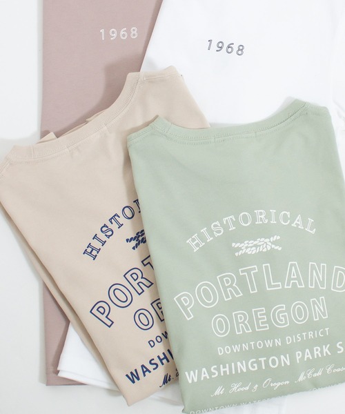 ALL ORDINARIES（オールオーディナリーズ）の「PORTLAND OREGON ビッグＴシャツ（Tシャツ/カットソー・レディース・ホワイト/ピンク/グリーン/サンドベージュ・S/M）」の12枚目の写真