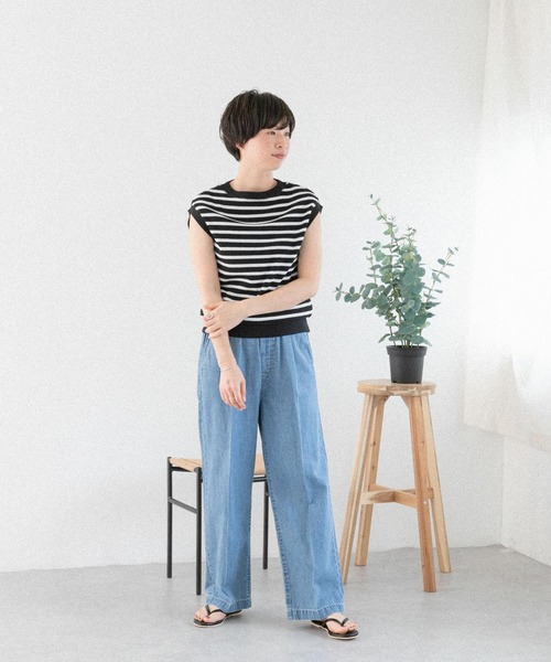 FORK&SPOON（フォークアンドスプーン）の「FORK&SPOON　変形ワッフルボートネックプルオーバー（Tシャツ/カットソー・レディース・ブラック系その他/アイボリー/ブラック/ホワイト系その他・1）」の20枚目の写真