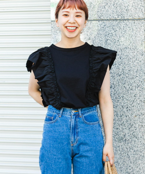 ITEMS URBANRESEARCH(アイテムズ アーバンリサーチ)の「フハクラッフルプルオーバー(Tシャツ/カットソー・レディース・ホワイト/ブラック・FREE)」の2枚目の写真