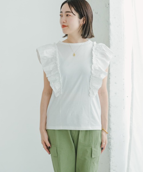 ITEMS URBANRESEARCH(アイテムズ アーバンリサーチ)の「フハクラッフルプルオーバー(Tシャツ/カットソー・レディース・ホワイト/ブラック・FREE)」の4枚目の写真