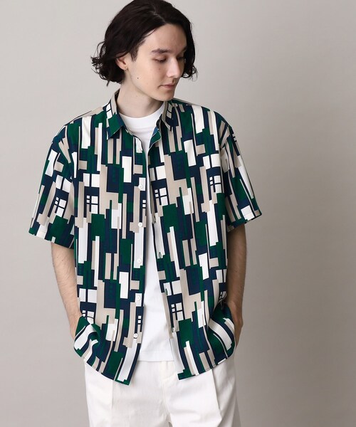 THE SHOP TK (ザ ショップ ティーケー )の「◆レギュラーカラープリント柄シャツ(シャツ/ブラウス・メンズ・ブラック系7/ネイビー系2/グレー系4/ブラック系2・03/02/04)」の1枚目の写真