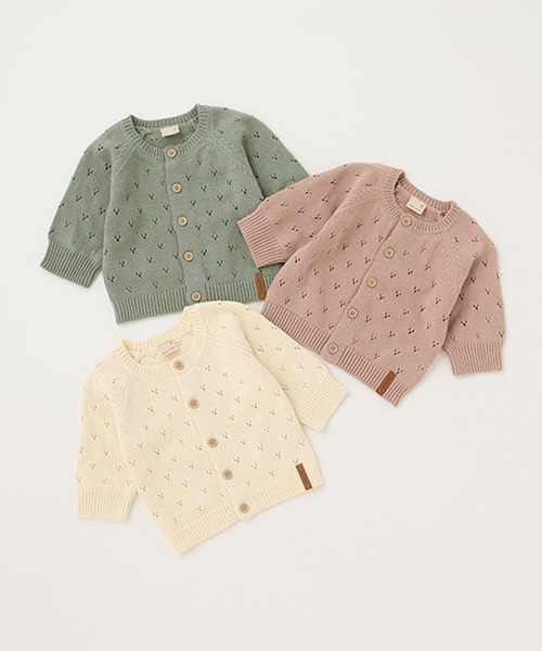 petit main（プティマイン）の「針抜きカーディガン（カーディガン/ボレロ・キッズ・アイボリー/ピンク/ライトグリーン・80ｃｍ/70cm）」の7枚目の写真