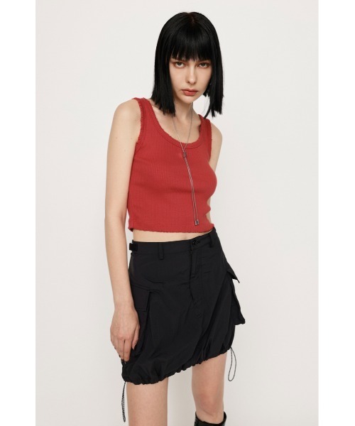 SLY（スライ）の「2WAY DAMAGE CROP TANK 2ウェイ ダメージ クロップド丈 タンクトップ y2k（タンクトップ・レディース・レッド/ブラック/ホワイト・FREE）」の3枚目の写真