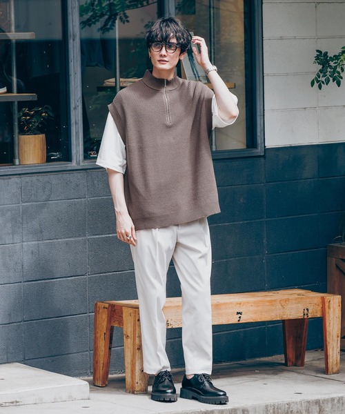 RAGEBLUE(レイジブルー)の「ハーフジップ/モックネックニットベスト(ベスト・メンズ・ホワイト/ブラック/ブラウン・MEDIUM/LARGE)」の6枚目の写真