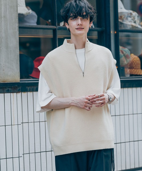 RAGEBLUE(レイジブルー)の「ハーフジップ/モックネックニットベスト(ベスト・メンズ・ホワイト/ブラック/ブラウン・MEDIUM/LARGE)」の16枚目の写真