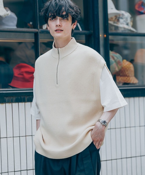 RAGEBLUE(レイジブルー)の「ハーフジップ/モックネックニットベスト(ベスト・メンズ・ホワイト/ブラック/ブラウン・MEDIUM/LARGE)」の18枚目の写真