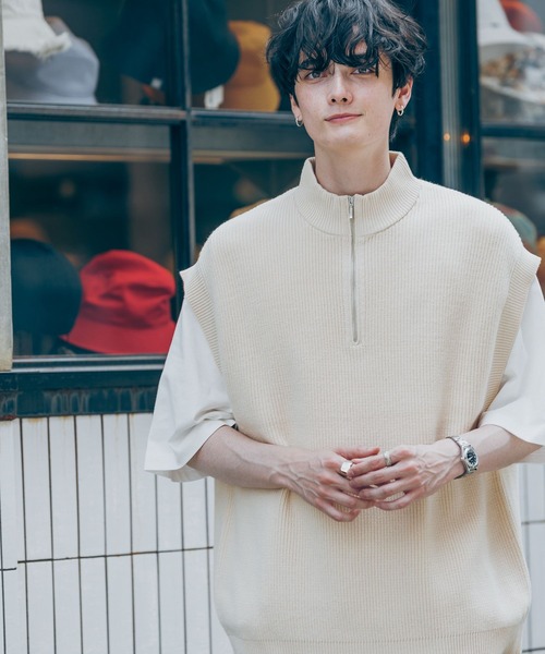 RAGEBLUE(レイジブルー)の「ハーフジップ/モックネックニットベスト(ベスト・メンズ・ホワイト/ブラック/ブラウン・MEDIUM/LARGE)」の19枚目の写真