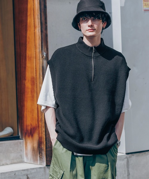 RAGEBLUE(レイジブルー)の「ハーフジップ/モックネックニットベスト(ベスト・メンズ・ホワイト/ブラック/ブラウン・MEDIUM/LARGE)」の20枚目の写真