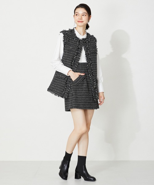 ORiental TRaffic（オリエンタルトラフィック）の「＼ 美脚  ／ スクエアトゥ ニット ヒール ブーツ 31403（ブーツ・レディース・ベージュ/ブラウン/ブラック/アイボリー・S/M/L/LL/3L/SS）」の5枚目の写真