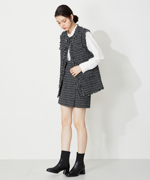 ORiental TRaffic（オリエンタルトラフィック）の「＼ 美脚  ／ スクエアトゥ ニット ヒール ブーツ 31403（ブーツ・レディース・ベージュ/ブラウン/ブラック/アイボリー・S/M/L/LL/3L/SS）」の6枚目の写真