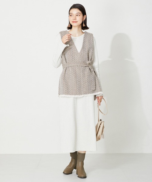 ORiental TRaffic（オリエンタルトラフィック）の「＼ 美脚  ／ スクエアトゥ ニット ヒール ブーツ 31403（ブーツ・レディース・ベージュ/ブラウン/ブラック/アイボリー・S/M/L/LL/3L/SS）」の10枚目の写真