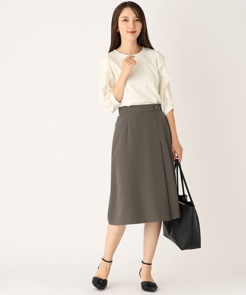 index（インデックス）の「◆セットアップ対応 ストレッチタックフレアスカート/RENU（R）【イージーアイロン/防シワ/洗濯機洗い可】（スカート・レディース・ブルー系その他/ベージュ/ダークブラウン・42/38/36/40）」の4枚目の写真