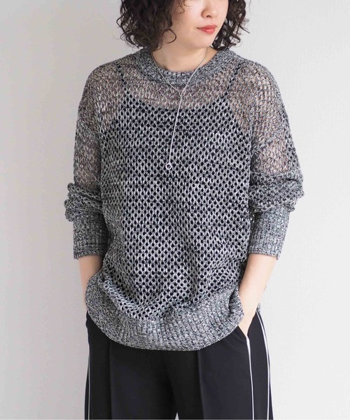 cepo（セポ）の「ミックスカラーシアーニット（ニット/セーター・レディース・ブラウン/ブラック・M）」の2枚目の写真