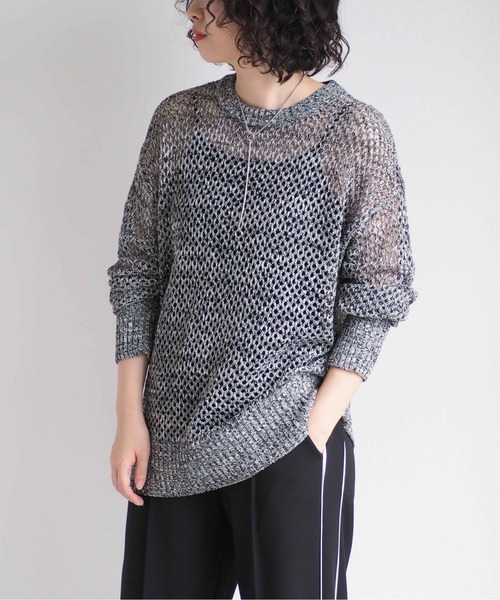 cepo（セポ）の「ミックスカラーシアーニット（ニット/セーター・レディース・ブラウン/ブラック・M）」の4枚目の写真