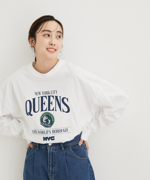 GOOD ROCK SPEED(グッドロックスピード)の「【GOOD ROCK SPEED】NYCロングスリーブTシャツ(Tシャツ/カットソー・レディース・グリーン/ホワイト/チャコールグレー・FREE)」の2枚目の写真
