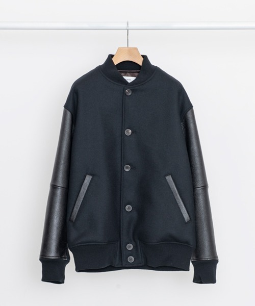 marka（マーカ）の「marka / マーカ：PUFFED AWARD JACKET - wool double cloth -：M23C-18BL01C[COR]（スタジャン・メンズ・ブラック・2）」の2枚目の写真