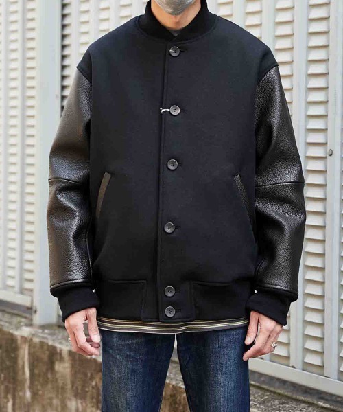 marka（マーカ）の「marka / マーカ：PUFFED AWARD JACKET - wool double cloth -：M23C-18BL01C[COR]（スタジャン・メンズ・ブラック・2）」の3枚目の写真