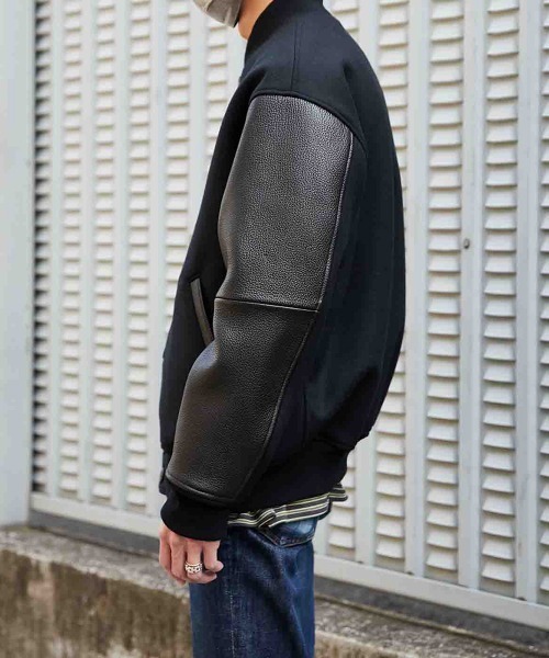 marka（マーカ）の「marka / マーカ：PUFFED AWARD JACKET - wool double cloth -：M23C-18BL01C[COR]（スタジャン・メンズ・ブラック・2）」の4枚目の写真