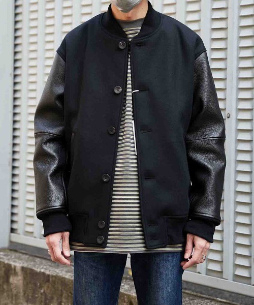marka（マーカ）の「marka / マーカ：PUFFED AWARD JACKET - wool double cloth -：M23C-18BL01C[COR]（スタジャン・メンズ・ブラック・2）」の6枚目の写真