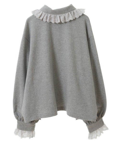 Candy Stripper（キャンディストリッパー）の「LACY LAME POLO トップス（ポロシャツ・レディース・ブラック/ライトブルー/ヘザーグレー・2）」の9枚目の写真