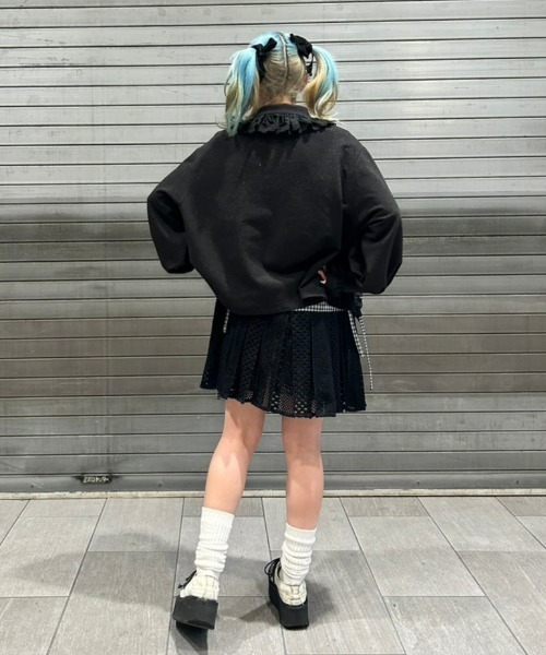 Candy Stripper（キャンディストリッパー）の「LACY LAME POLO トップス（ポロシャツ・レディース・ブラック/ライトブルー/ヘザーグレー・2）」の16枚目の写真