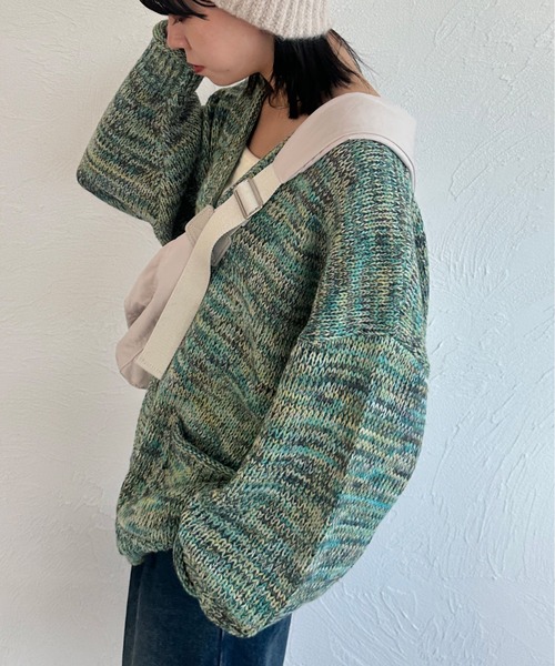 kutir（クティール）の「ミックスニットカーディガン（カーディガン/ボレロ・レディース・レッド/ブルー/グリーン・FREE）」の12枚目の写真