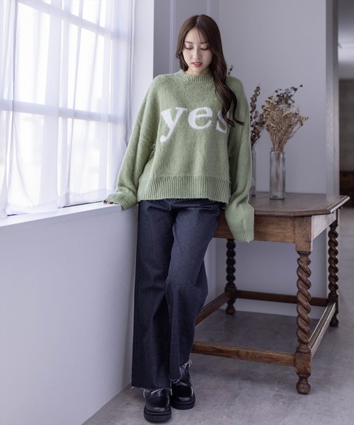 clear（クリア）の「YESモヘアオーバーニット（ニット/セーター・レディース・ブラック/グリーン/モカ・F）」の16枚目の写真