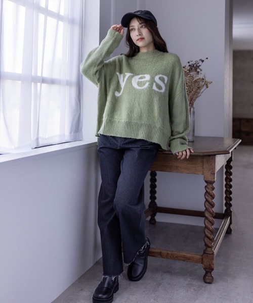 clear（クリア）の「YESモヘアオーバーニット（ニット/セーター・レディース・ブラック/グリーン/モカ・F）」の20枚目の写真