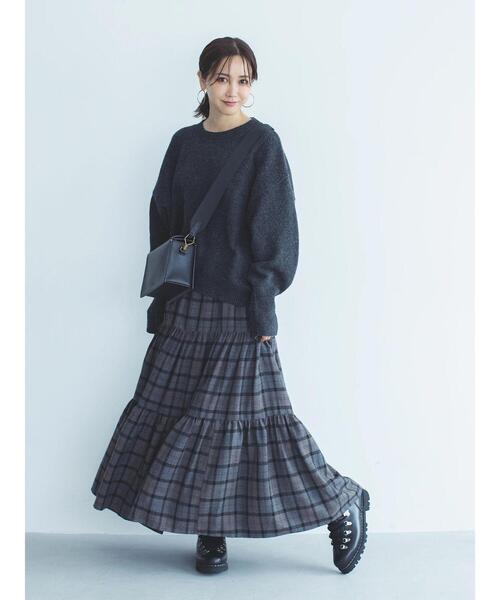 Samansa Mos2 blue（サマンサモスモスブルー）の「【Rina×blue】ニットプルオーバー（ニット/セーター・レディース・キナリ/チャコールグレー/サックスブルー/モカ・F）」の6枚目の写真