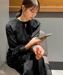 高身長向けサイズあり [ 莉歩さんコラボ ] サイドスリットバックリボンワンピース