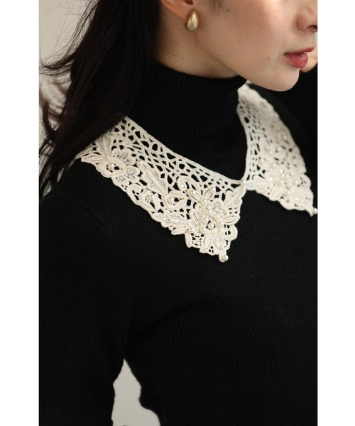 cawaii（カワイイ）の「ラインストーンとパールを散りばめたカッティングレース襟ネックレス（付け襟・レディース・ホワイト・FREE）」の15枚目の写真