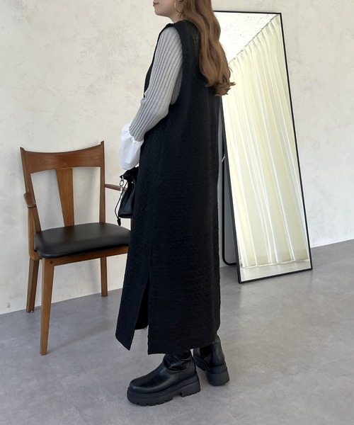 prose verse（プロズヴェール）の「パールキーネックツイードジャンスカ（ジャンパースカート・レディース・ブラック・ﾌﾘ-）」の5枚目の写真