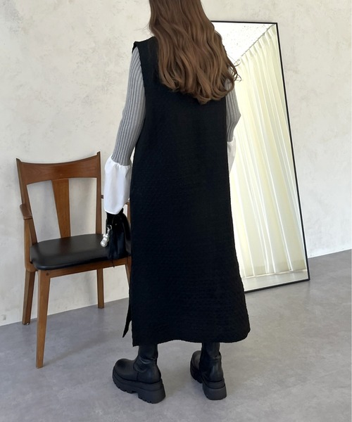 prose verse（プロズヴェール）の「パールキーネックツイードジャンスカ（ジャンパースカート・レディース・ブラック・ﾌﾘ-）」の6枚目の写真