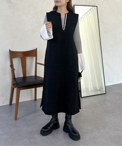 prose verse（プロズヴェール）の「パールキーネックツイードジャンスカ（ジャンパースカート・レディース・ブラック・ﾌﾘ-）」の11枚目の写真