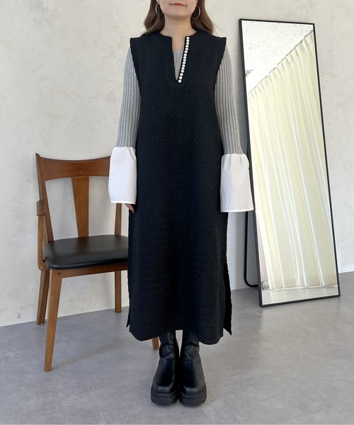 prose verse（プロズヴェール）の「パールキーネックツイードジャンスカ（ジャンパースカート・レディース・ブラック・ﾌﾘ-）」の12枚目の写真