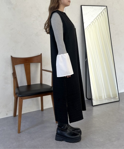 prose verse（プロズヴェール）の「パールキーネックツイードジャンスカ（ジャンパースカート・レディース・ブラック・ﾌﾘ-）」の13枚目の写真