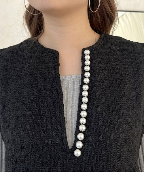 prose verse（プロズヴェール）の「パールキーネックツイードジャンスカ（ジャンパースカート・レディース・ブラック・ﾌﾘ-）」の15枚目の写真