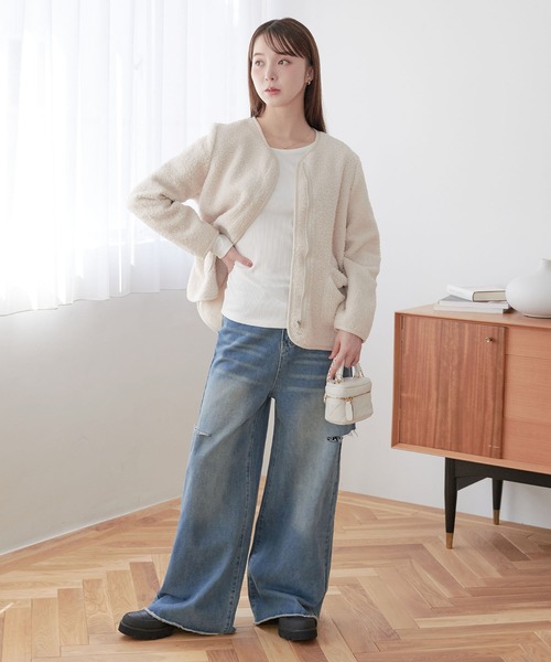 ECRIRE（エクリール）の「ボアジャケット（その他アウター・レディース・ブラウン/モカ/アイボリー・M）」の12枚目の写真