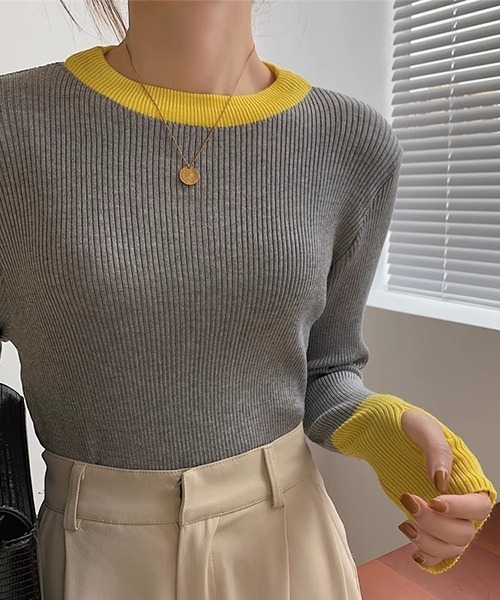 SEN TOKYO(セントーキョー)の「女性らしさを惹き立ててくれる。バイカラー指ぬきニット(Tシャツ/カットソー・レディース・モカ/ブラック/ネイビー/ライトグレー/グレー/ホワイト・FREE)」の22枚目の写真