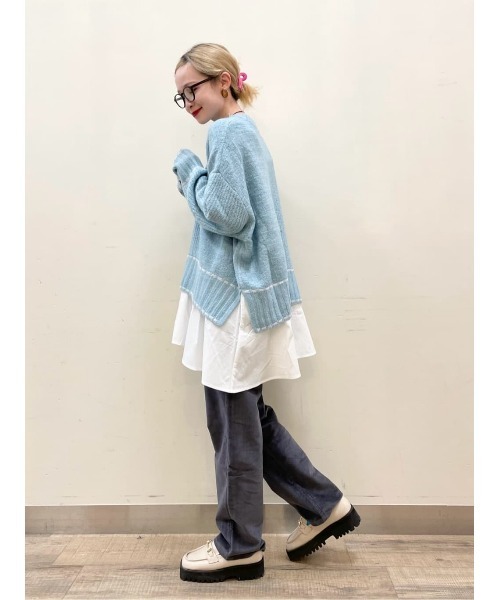 HONEYSUCKLE ROSE（ハニーサックルローズ）の「【HONEYSUCKLE ROSE】フェイクレイヤードニット（ニット/セーター・レディース・オフホワイト/ブルー・フリー）」の4枚目の写真