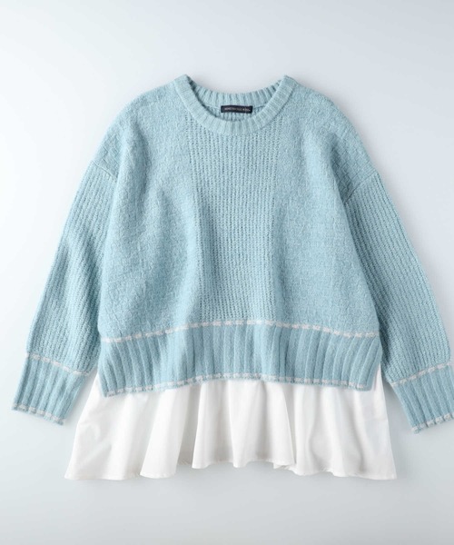 HONEYSUCKLE ROSE（ハニーサックルローズ）の「【HONEYSUCKLE ROSE】フェイクレイヤードニット（ニット/セーター・レディース・オフホワイト/ブルー・フリー）」の6枚目の写真