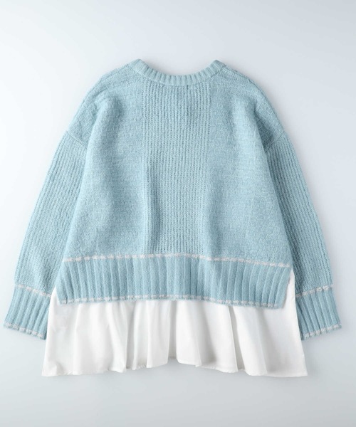 HONEYSUCKLE ROSE（ハニーサックルローズ）の「【HONEYSUCKLE ROSE】フェイクレイヤードニット（ニット/セーター・レディース・オフホワイト/ブルー・フリー）」の7枚目の写真