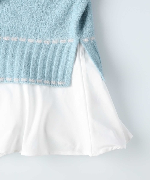 HONEYSUCKLE ROSE（ハニーサックルローズ）の「【HONEYSUCKLE ROSE】フェイクレイヤードニット（ニット/セーター・レディース・オフホワイト/ブルー・フリー）」の8枚目の写真