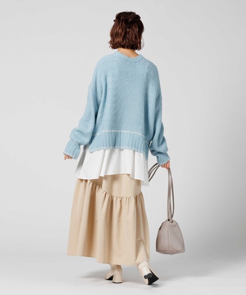 HONEYSUCKLE ROSE（ハニーサックルローズ）の「【HONEYSUCKLE ROSE】フェイクレイヤードニット（ニット/セーター・レディース・オフホワイト/ブルー・フリー）」の22枚目の写真